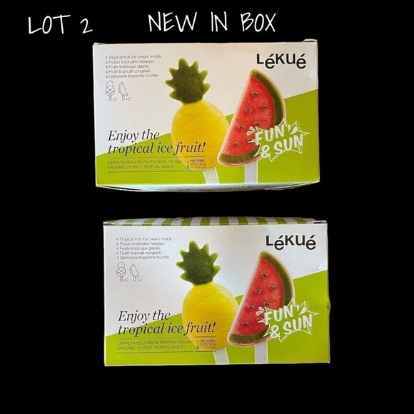 Lekue Tropical Fruit Ice Cream Molds Set of 8 -Colorful & Fun Treats! New In Box - Picture 1 of 7
